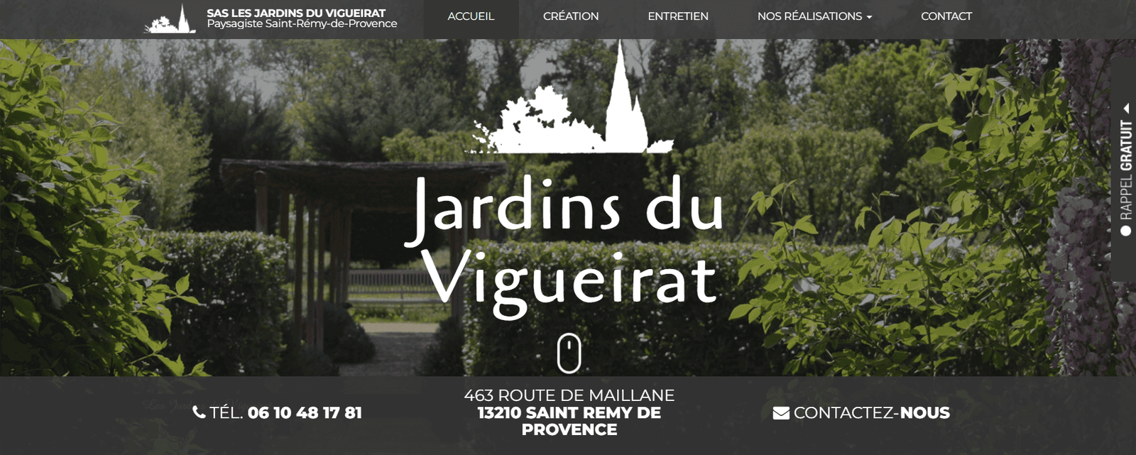 Les Jardins du Vigueirat website screenshot